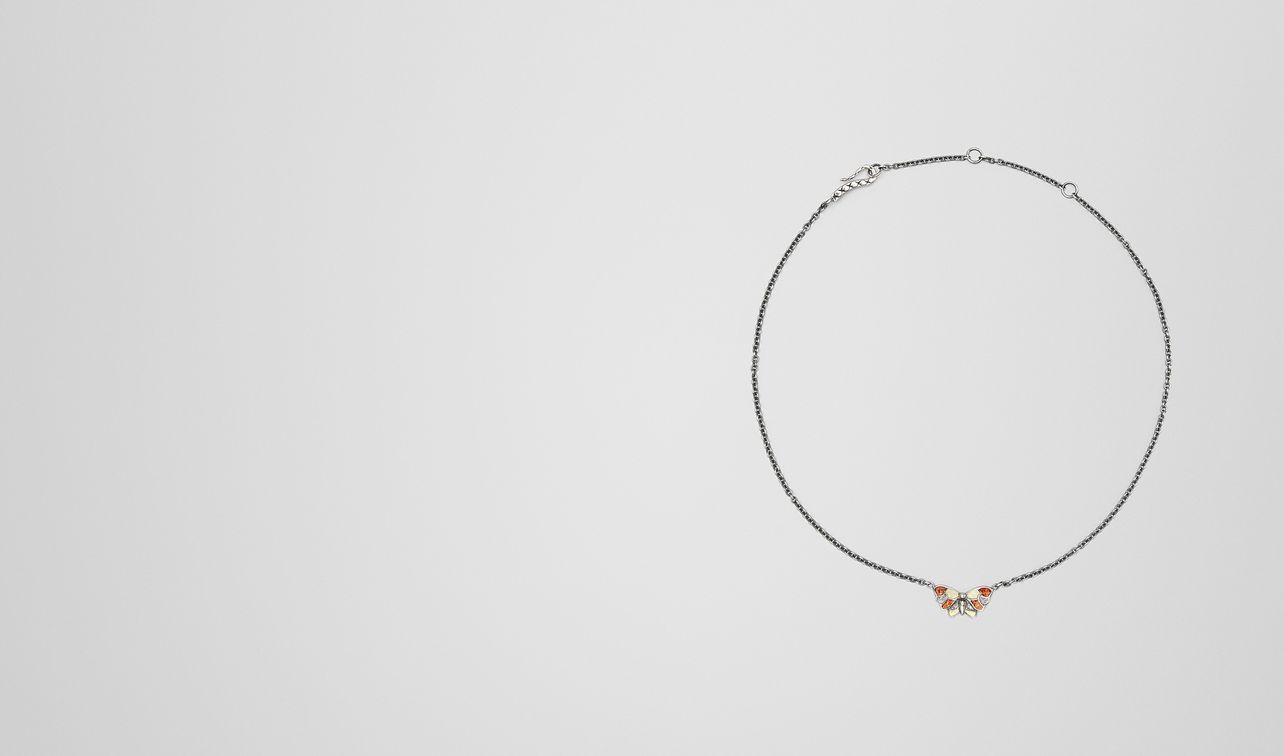 multicolor antique silver butterfly necklace landing