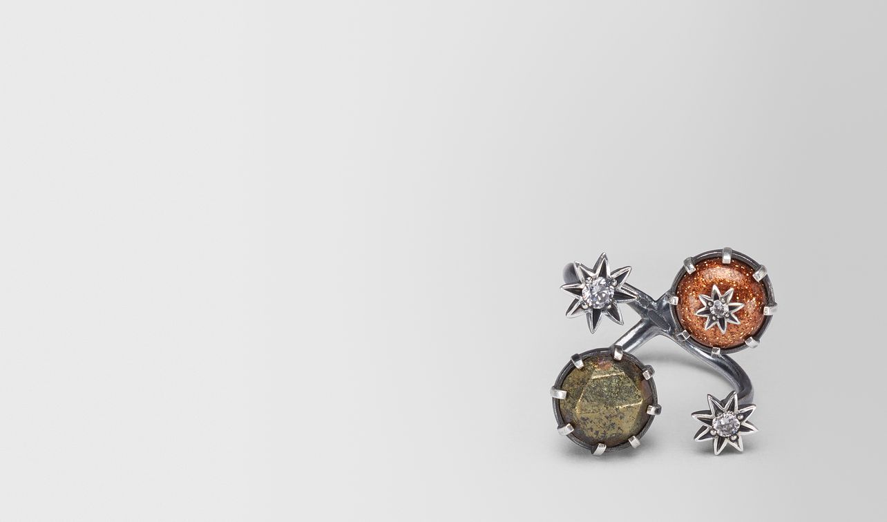 natural brown antique silver stellular ring landing