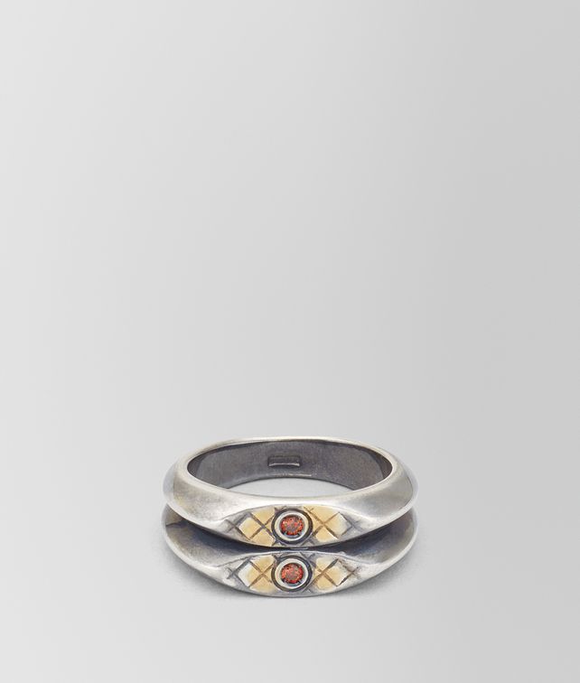 BOTTEGA VENETA BROWN ANTIQUE SILVER STELLULAR RING Ring Man fp