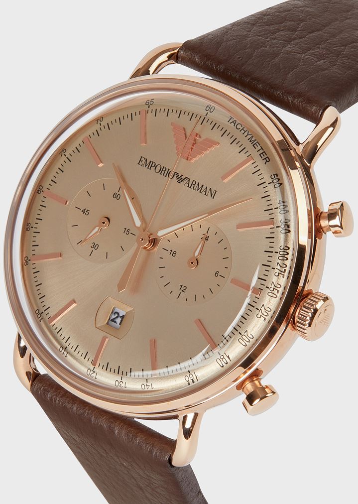 OROLOGIKO • Leggi argomento - EMPORIO ARMANI cronografo rose-gold e pelle  11106