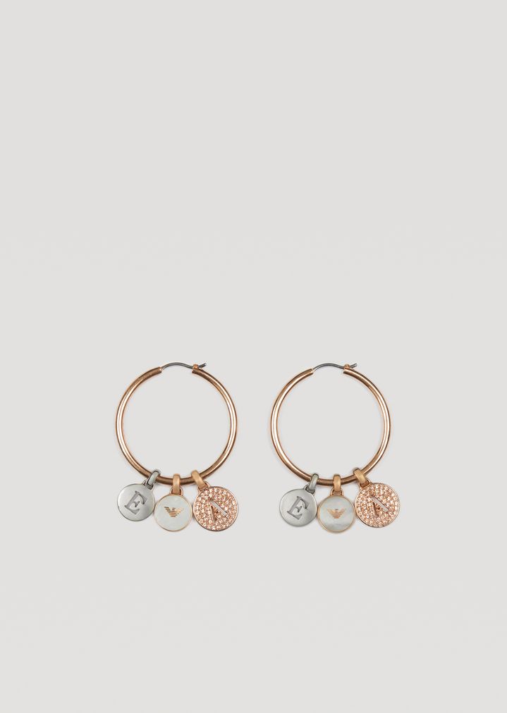 Earrings In Stainless Steel With Branded Charms Woman Emporio Armani