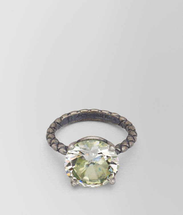 BOTTEGA VENETA CHAMOMILE CUBIC ZIRCONIA/OXIDIZED SILVER RING Ring Woman fp