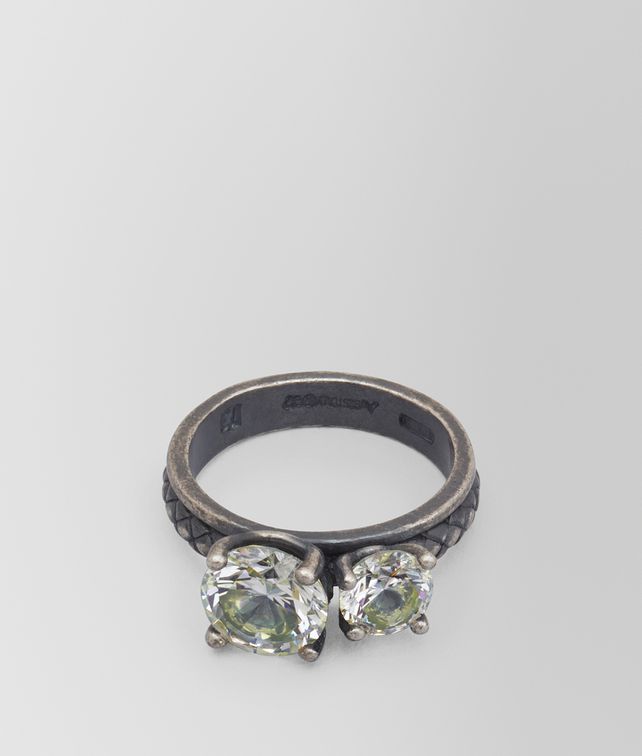 BOTTEGA VENETA CHAMOMILE CUBIC ZIRCONIA/OXIDIZED SILVER RING Ring Woman fp