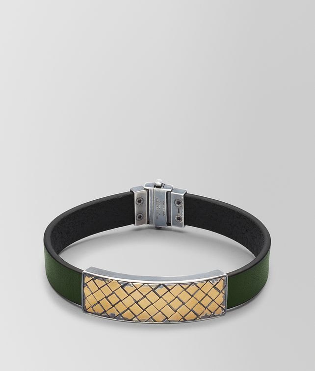 BOTTEGA VENETA FOREST LEATHER/ANTIQUE SILVER BRACELET Bracelet Man fp
