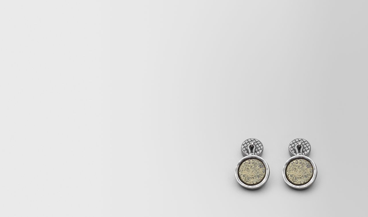 natural chalcopyrite/antique silver cufflinks landing