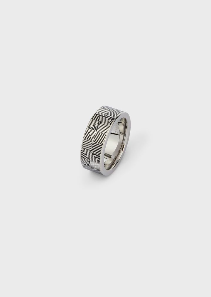 Steel Ring With Optical Decorations Man Emporio Armani