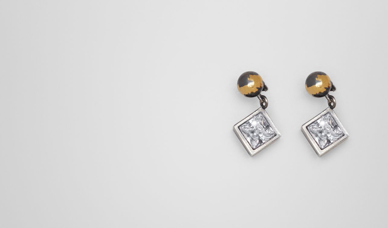 cubic zirconia/enamel/silver earring landing