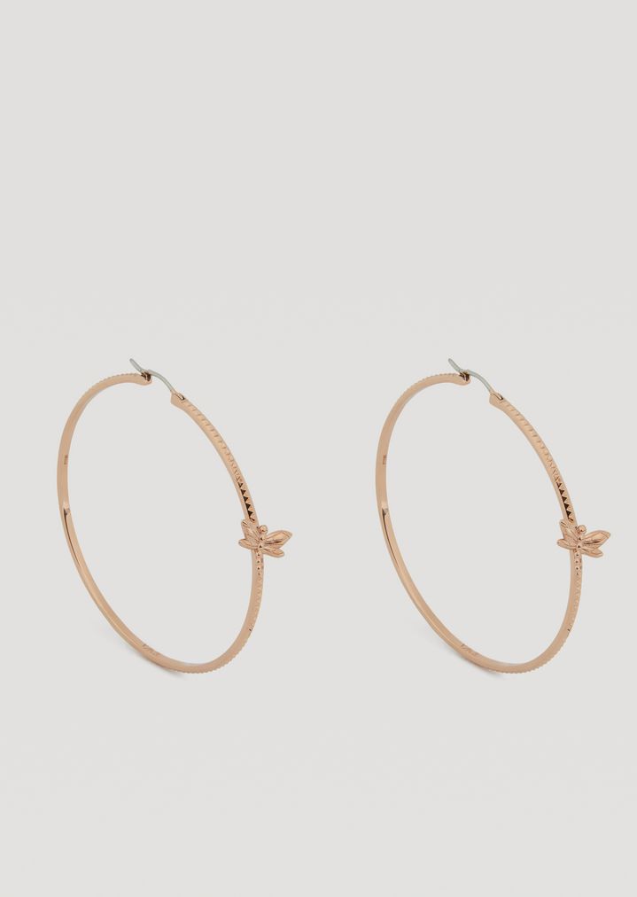 Textured Hoop Earrings With Dragonfly Woman Emporio Armani