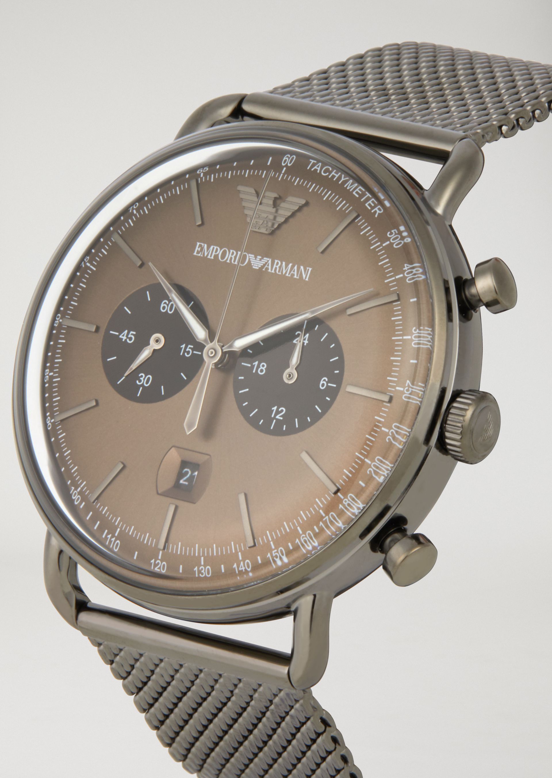 Stainless steel chronograph with tachymeter dial Man Emporio Armani