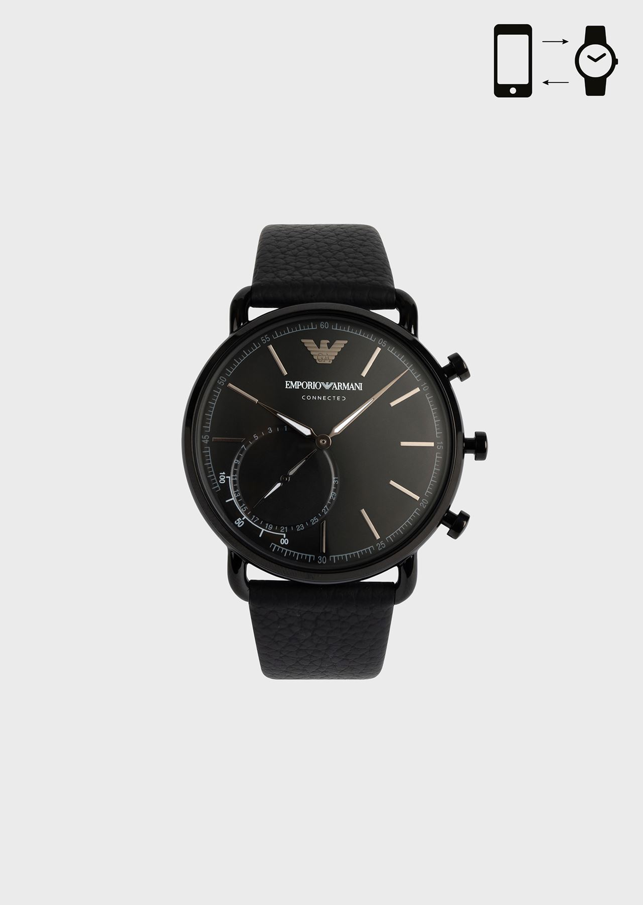 hybrid smartwatch with hammered leather strap
