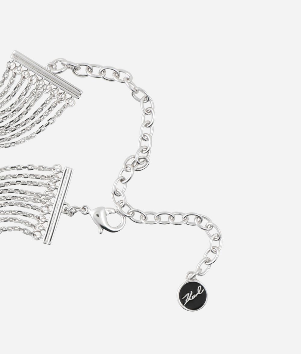 KARL LAGERFELD Double K Fringe Choker Necklace Woman d