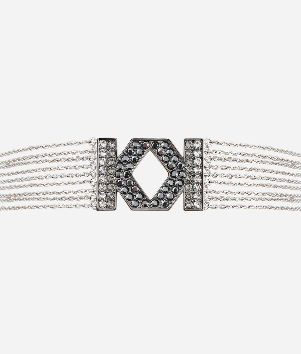 KARL LAGERFELD Double K Fringe Choker Necklace Woman f