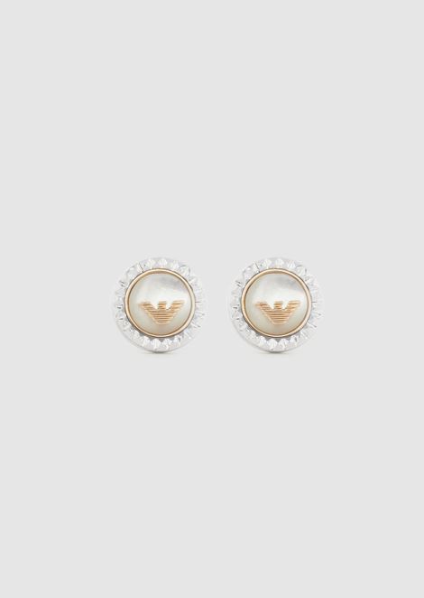 Women S Jewellery Emporio Armani Sterling Silver On Earrings With Emporio Armani Logo
