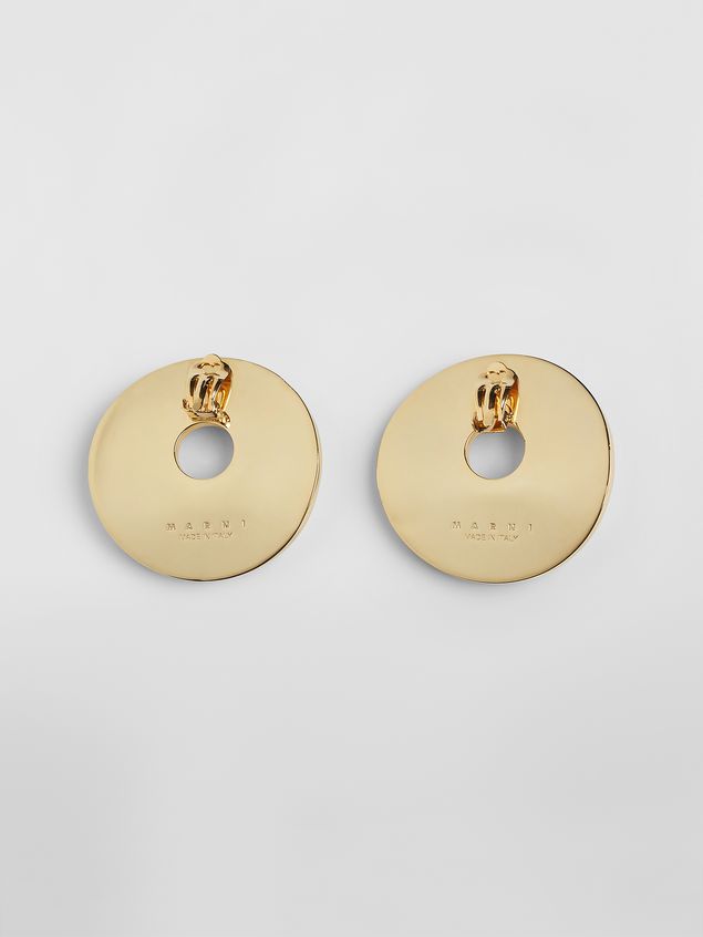 Earring Marni RAINBOW clip-on earrings in metal and leather with circle Woman