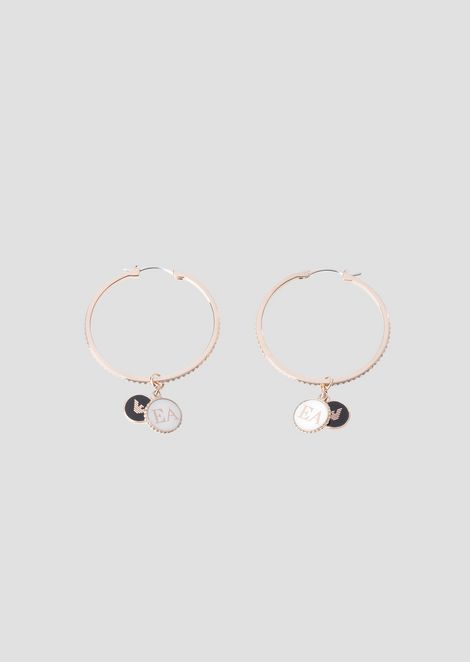 Women S Jewellery Emporio Armani Hoop Earrings With Round Pendants Logo