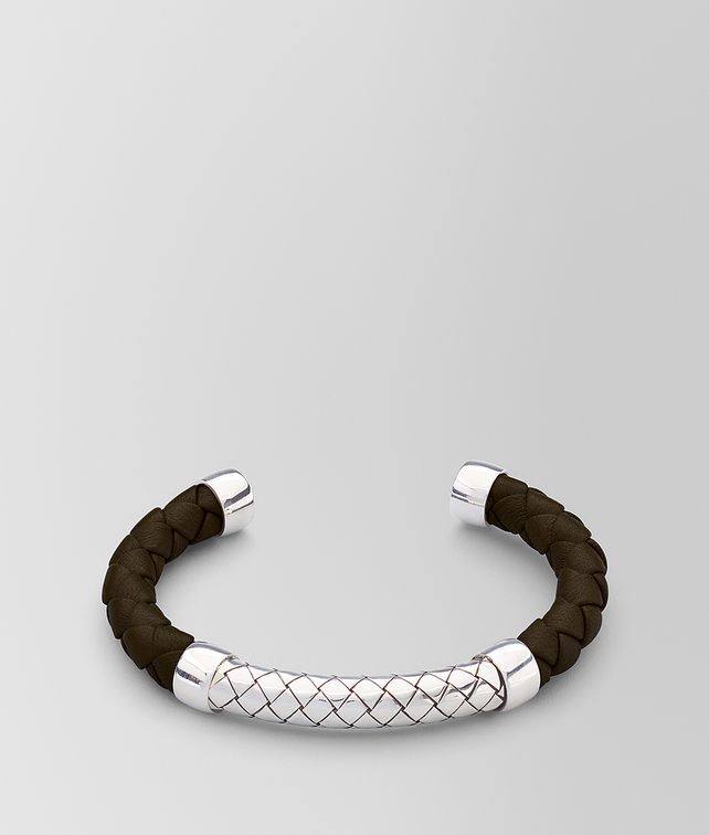 BOTTEGA VENETA BRACELET IN LEATHER AND SILVER Bracelet Man fp