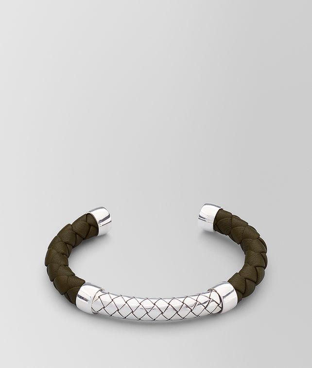 BOTTEGA VENETA BRACELET IN LEATHER AND SILVER Bracelet Man fp