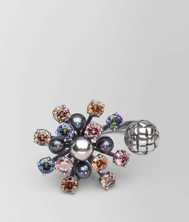 BOTTEGA VENETA RING IN PEARL AND ZIRCONIA Ring Woman fp