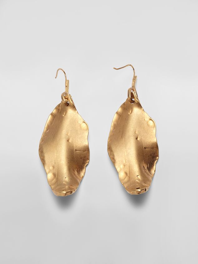 Earring Marni Leaf NATURE hook earrings in gold-tone metal Woman
