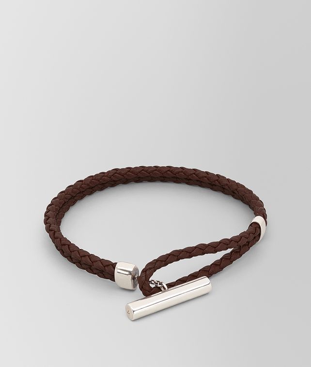 BOTTEGA VENETA BRACELET IN INTRECCIATO NAPPA AND STERLING SILVER Bracelet Man fp