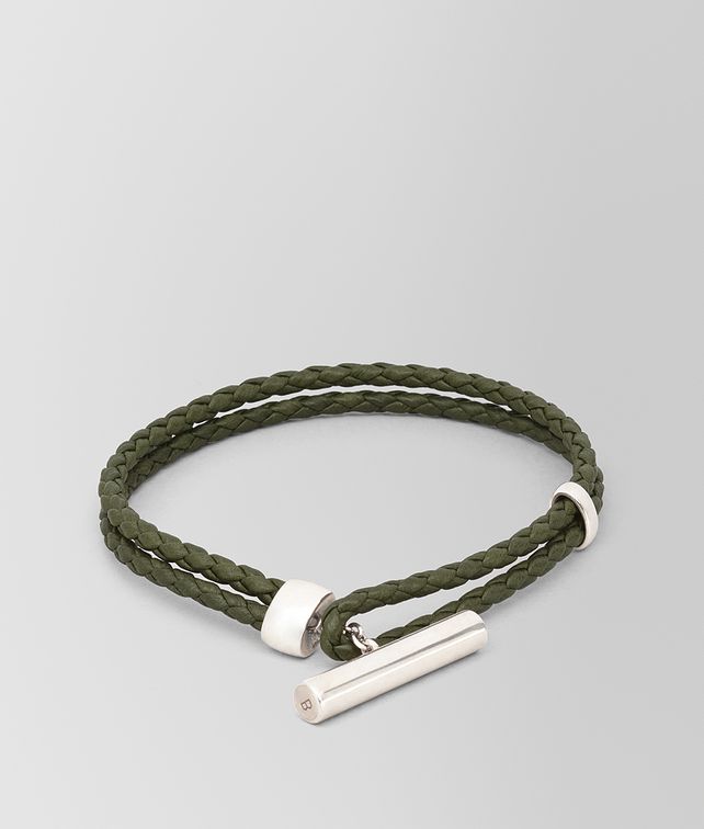 BOTTEGA VENETA BRACELET IN INTRECCIATO NAPPA AND STERLING SILVER Bracelet Man fp