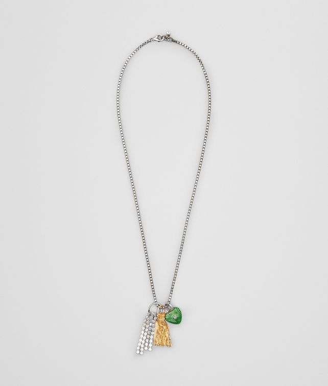 BOTTEGA VENETA CHARM NECKLACE IN STERLING SILVER, ZIRCONIA AND ENAMEL Necklace Woman fp