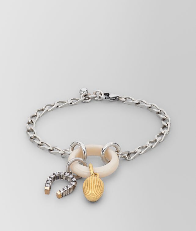 BOTTEGA VENETA BRACELET IN STERLING SILVER, ZIRCONIA AND BONE Bracelet Woman fp