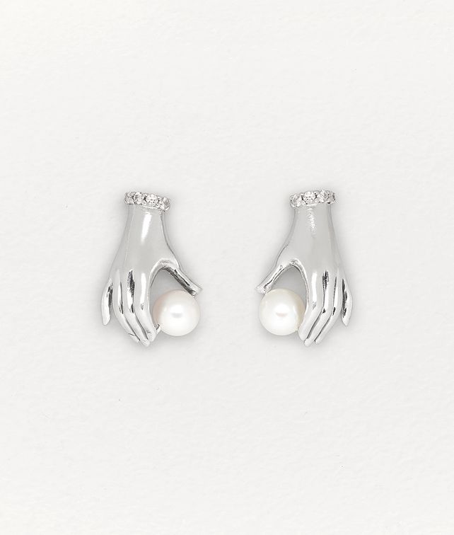BOTTEGA VENETA EARRINGS IN PEARL AND ZIRCONIA Earrings Woman fp