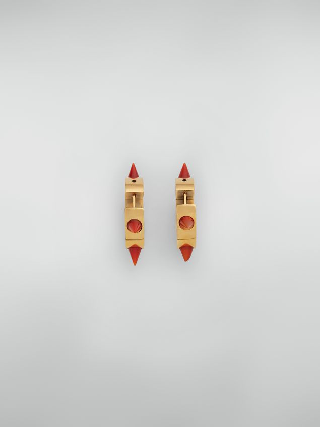 Earring Marni Pierced circle earrings in bronze and resin with spikes Woman