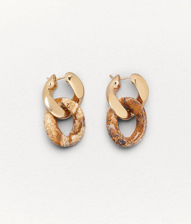 BOTTEGA VENETA EARRINGS IN PICTURE JASPER AND GOLD-PLATED SILVER Earrings Woman fp