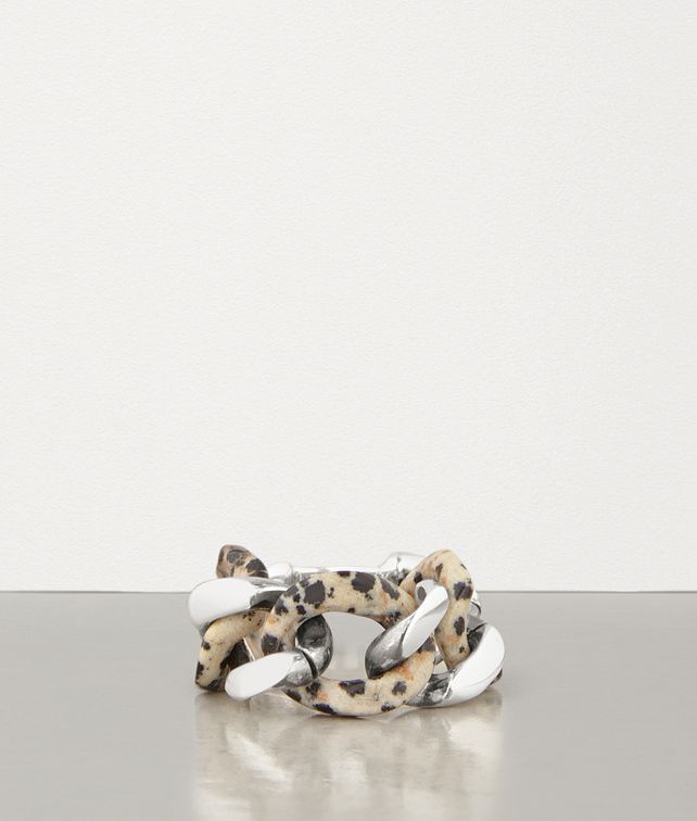 BOTTEGA VENETA RING IN DALMATIAN STONE AND SILVER Ring Woman fp