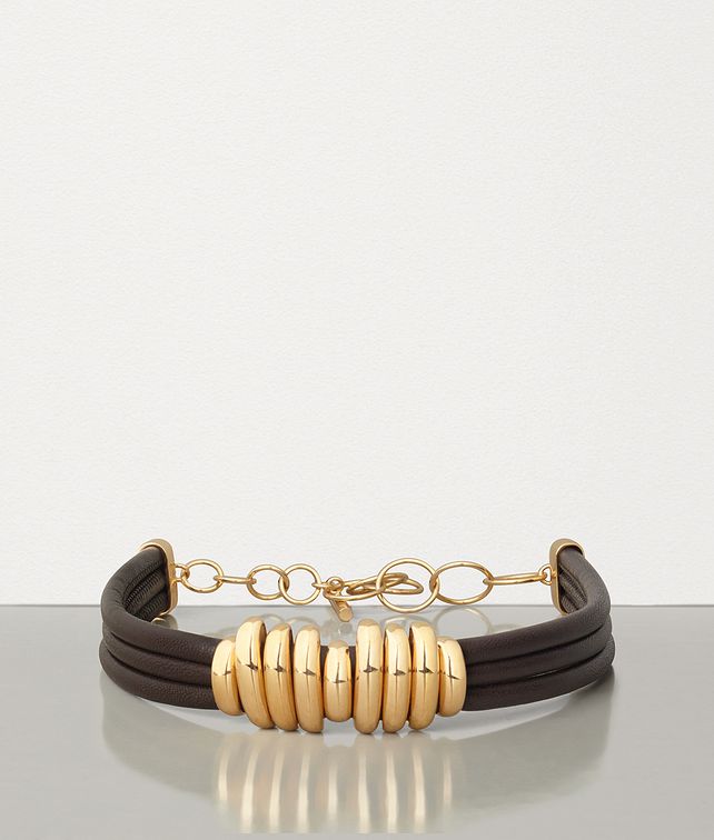 BOTTEGA VENETA NECKLACE IN GOLD PLATED SILVER AND NAPPA Necklace Woman fp