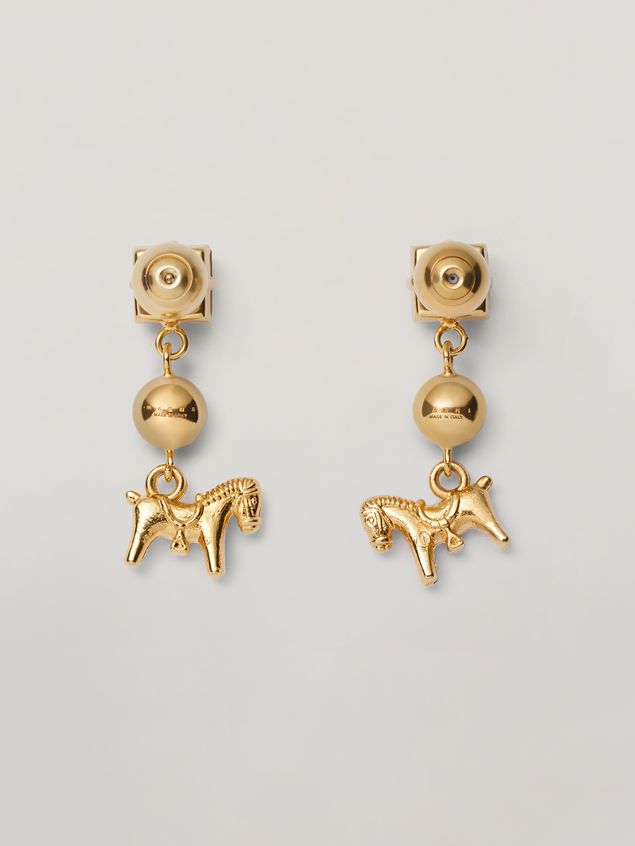 Earring Marni GIGA JACKS earrings in metal and glass with pony-shaped pendant Woman
