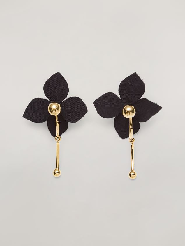 Earring Marni FLORA earrings in metal with contrast cotton flowers Woman