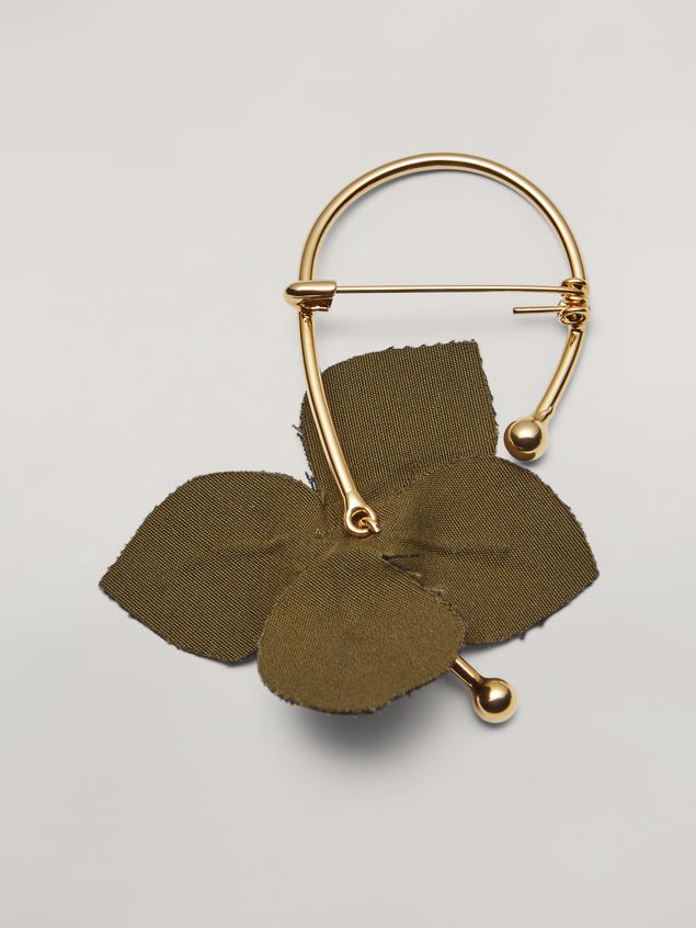 Brooch Marni FLORA brooch in metal with contrast cotton flowers black and green Woman