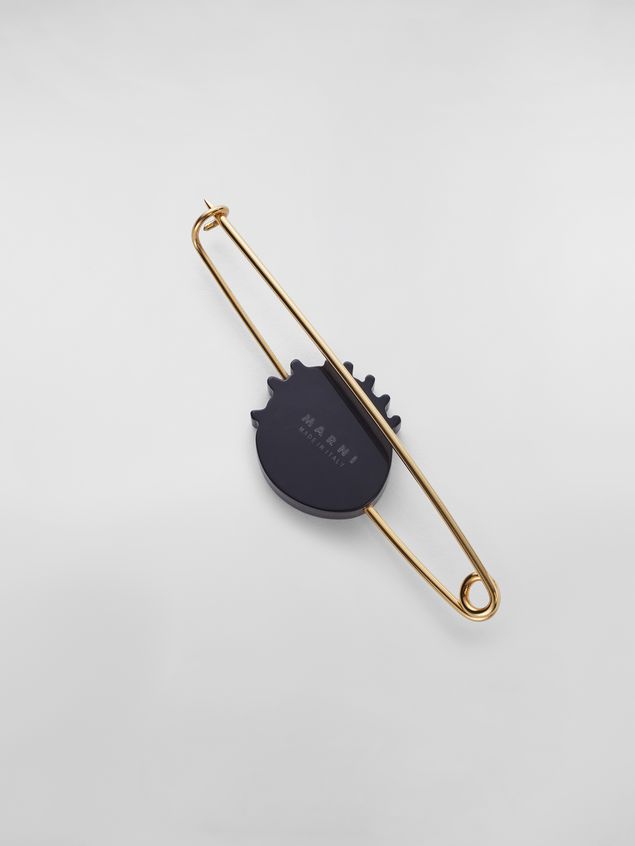 Brooch Marni WANDERING IN STRIPES brooch in metal with resin eye Woman