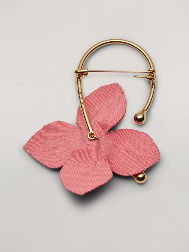 Establecer broches Marni Broche FLORA de metal con flores de algodón en contraste en rosa y naranja Mujer