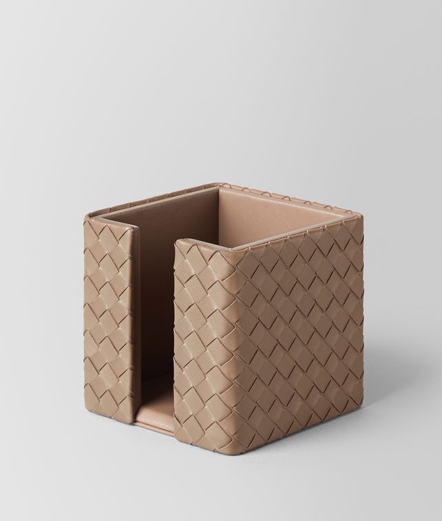BOTTEGA VENETA ASH INTRECCIATO NAPPA LEATHER MEMO PAPER HOLDER Desk accessory E fp