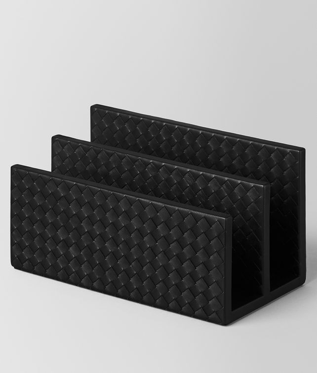 BOTTEGA VENETA PAPER HOLDER IN NERO INTRECCIATO NAPPA Desk accessory E fp