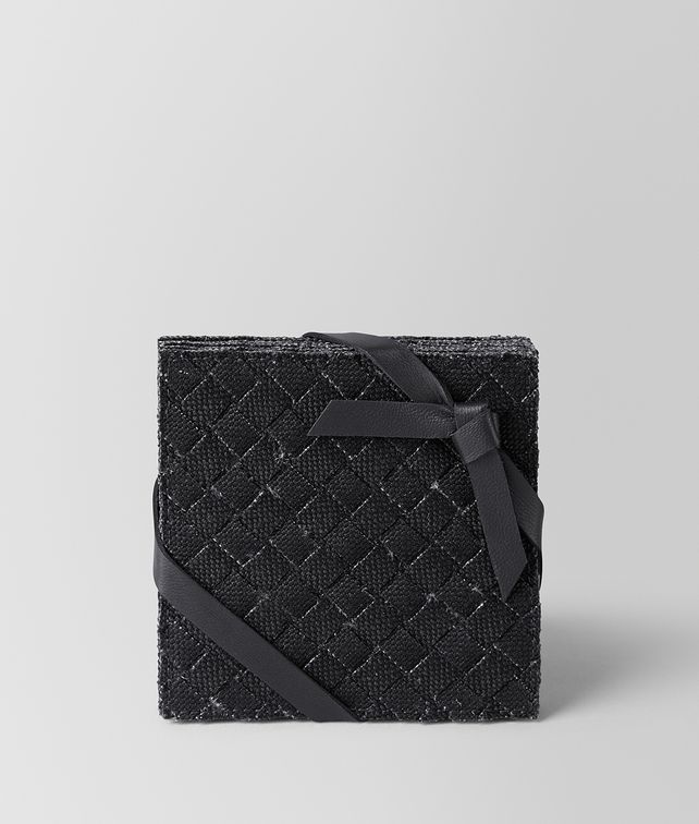 BOTTEGA VENETA UNTERSETZER AUS INTRECCIATO LEINEN IN NERO TISCHACCESSOIRE E fp