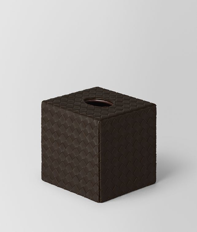 BOTTEGA VENETA ESPRESSO INTRECCIATO NAPPA LEATHER VERTICAL TISSUE BOX Desk accessory E fp