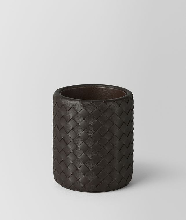 BOTTEGA VENETA PORTE-CRAYONS EN CUIR NAPPA INTRECCIATO ESPRESSO Accessoire de bureau E fp