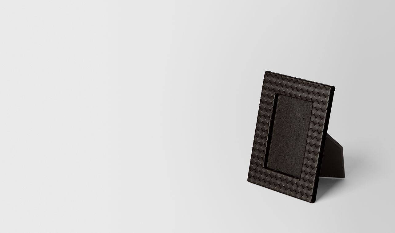 espresso intrecciato nappa leather small photo frame landing
