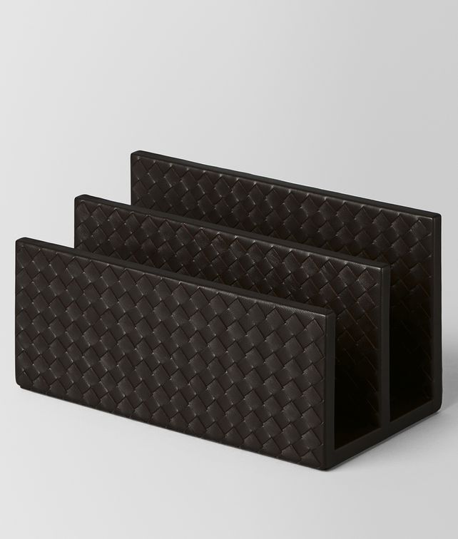 BOTTEGA VENETA ESPRESSO INTRECCIATO NAPPA LEATHER LETTER RACK Desk accessory E fp