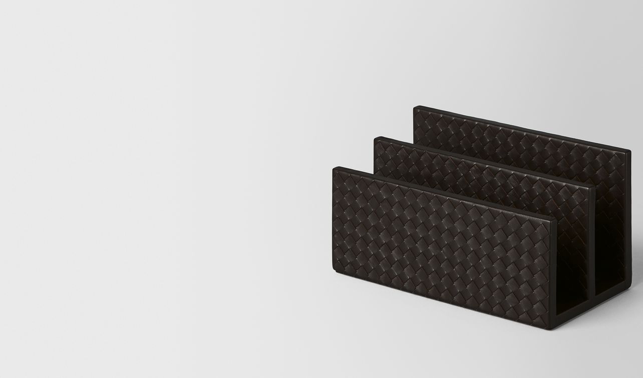 espresso intrecciato nappa leather letter rack landing