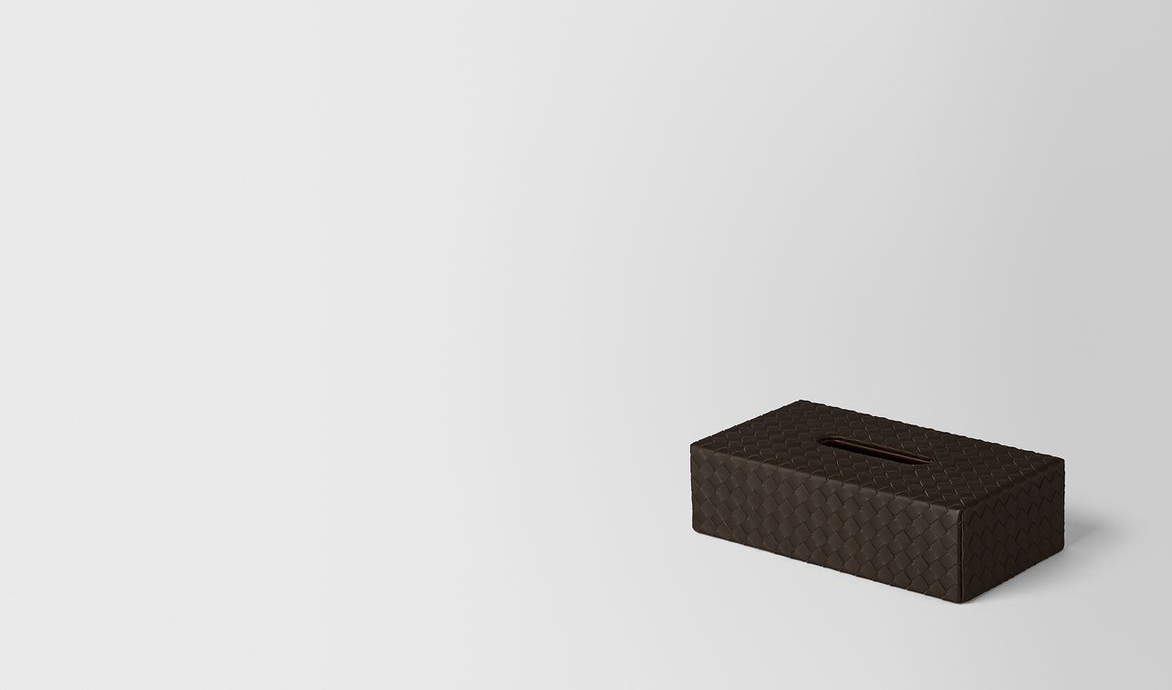 espresso intrecciato nappa leather horizontal tissue box landing