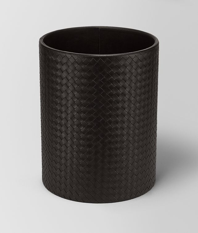 BOTTEGA VENETA ESPRESSO INTRECCIATO NAPPA LEATHER WASTE PAPER BASKET Desk accessory E fp