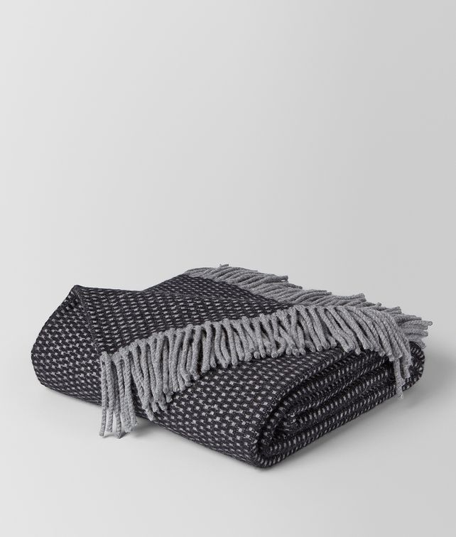 BOTTEGA VENETA ANTHRACITE BLACK CASHMERE DAGAN BLANKET BLANKET E fp
