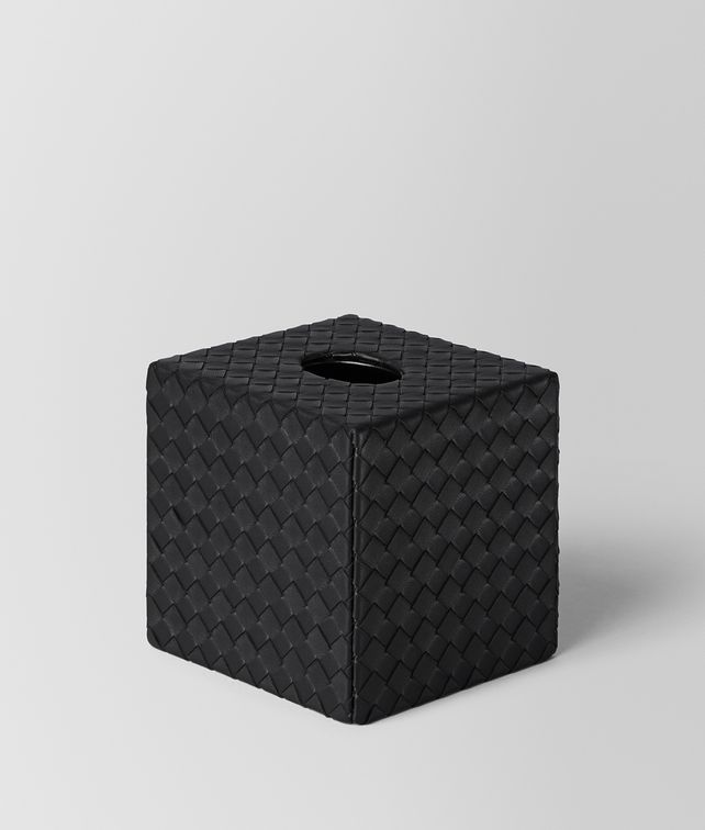 BOTTEGA VENETA NERO INTRECCIATO NAPPA LEATHER VERTICAL TISSUE BOX Desk accessory E fp