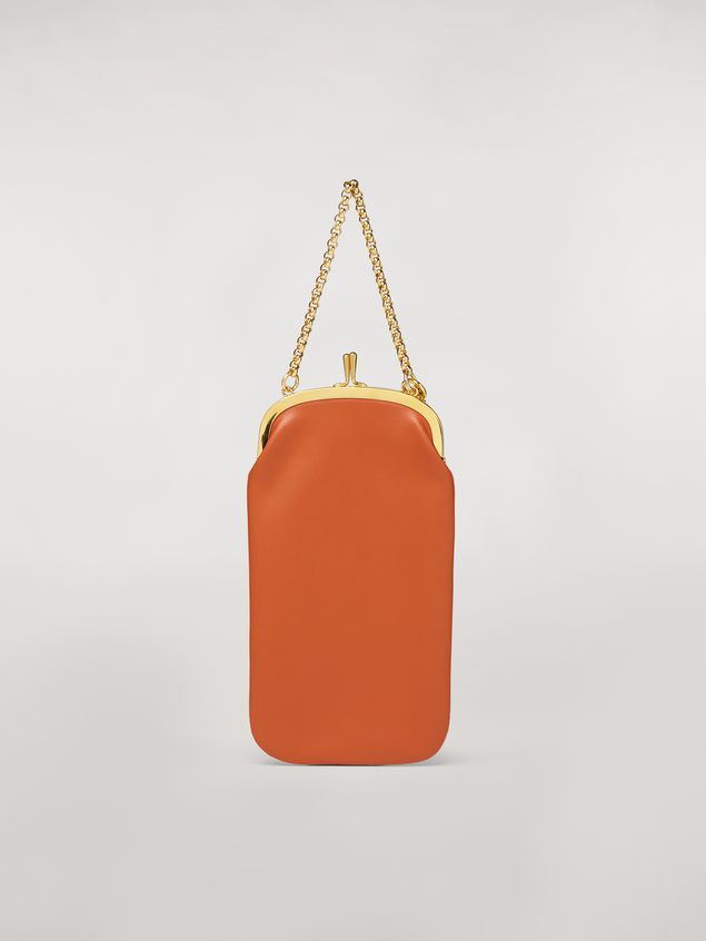 I-Phone Holder Marni Orange and white calfskin phone case Woman